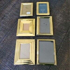 Set of 6 Vintage Gold Laquard Small Picture Frames